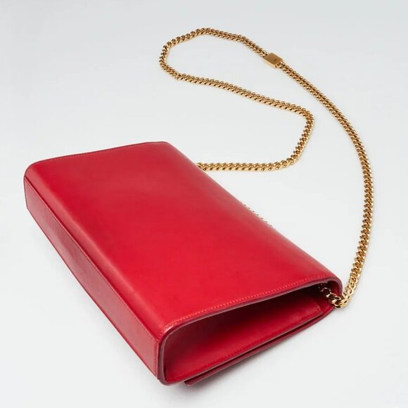 Yves Saint Laurent Red Leather Monogram Medium Kate Tassel Bag - Picture 2 of 11